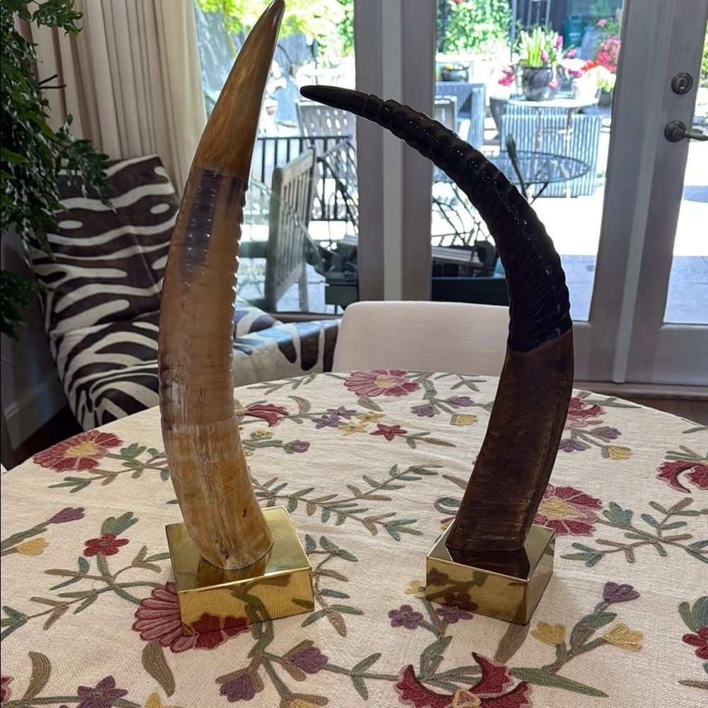 Arteriors Decorative Horn Sculptures with Gold Base